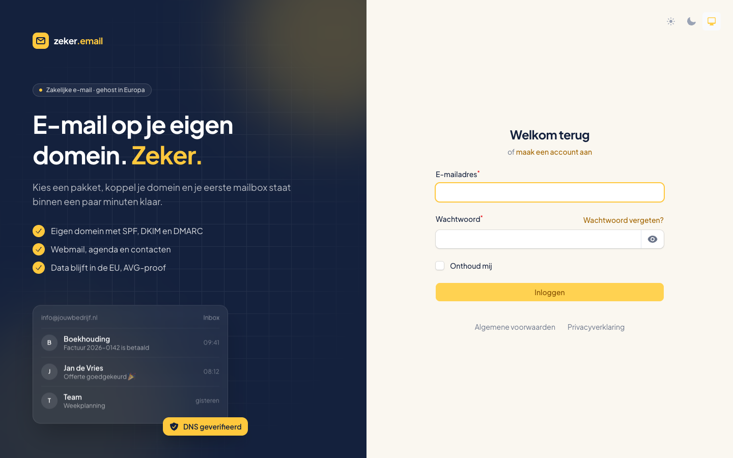 Het inlogscherm van de portal