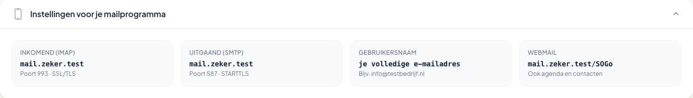 De instellingen voor je mailprogramma in de portal