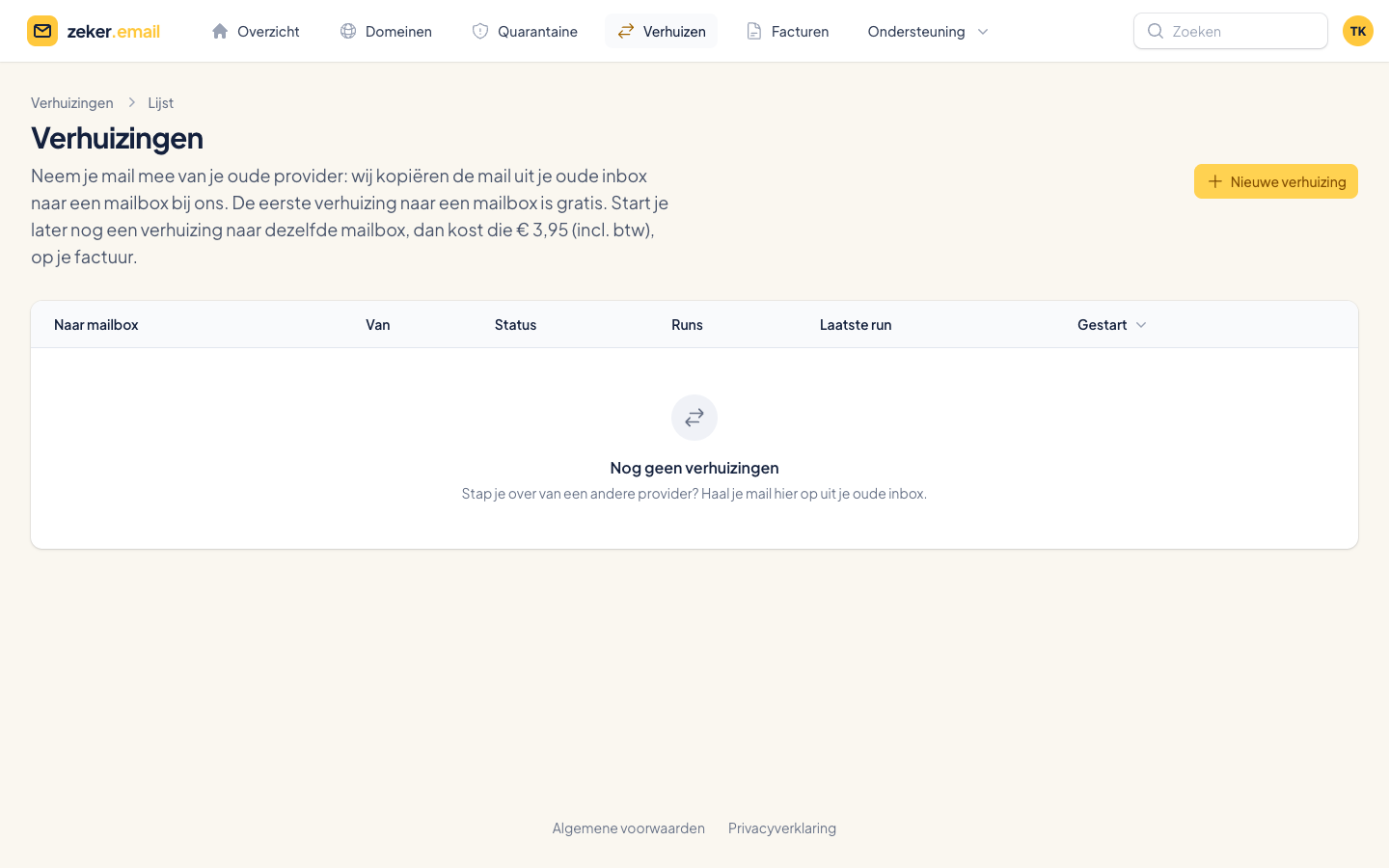 Het overzicht van verhuizingen in de portal