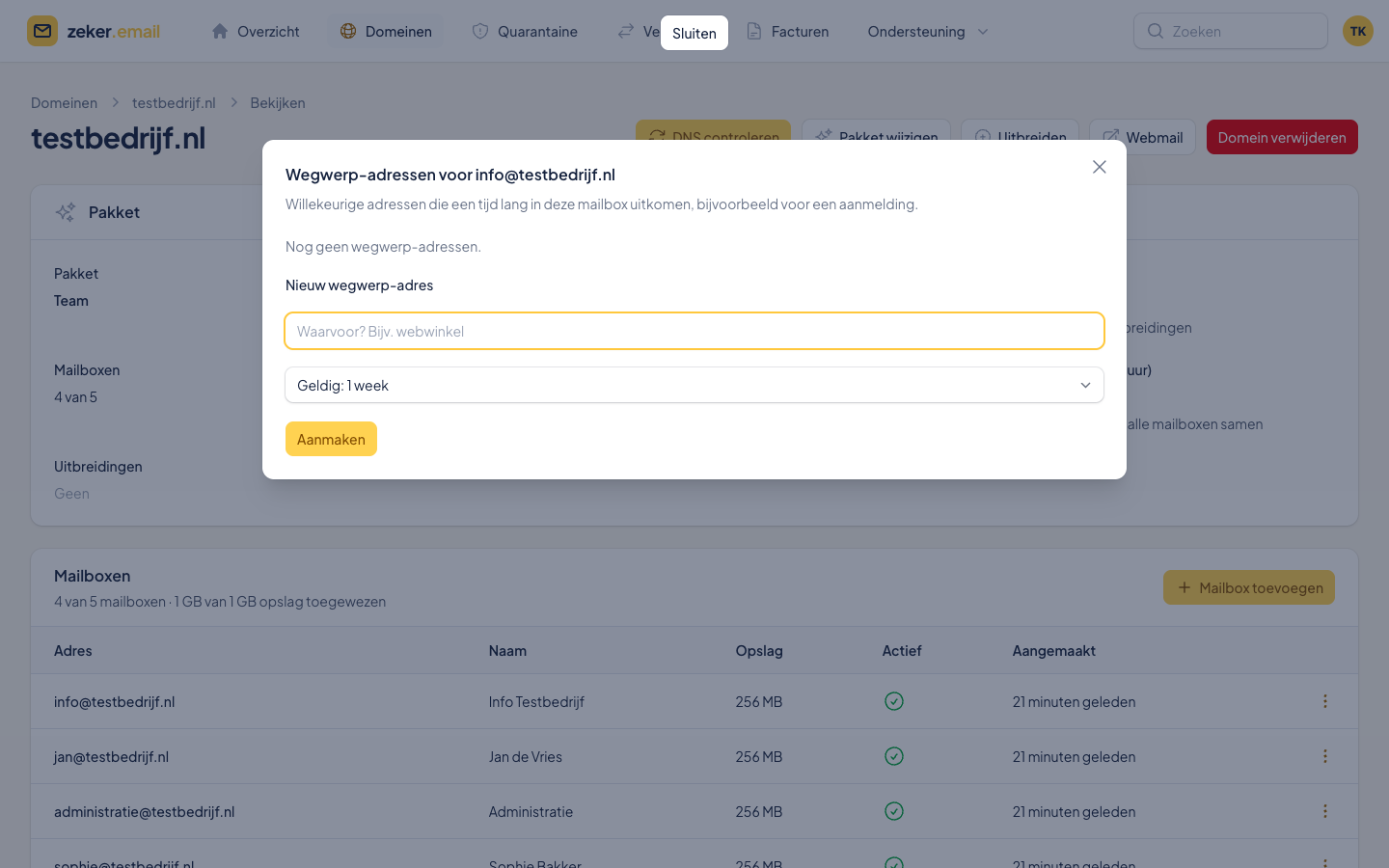 Een wegwerp-adres aanmaken voor een mailbox
