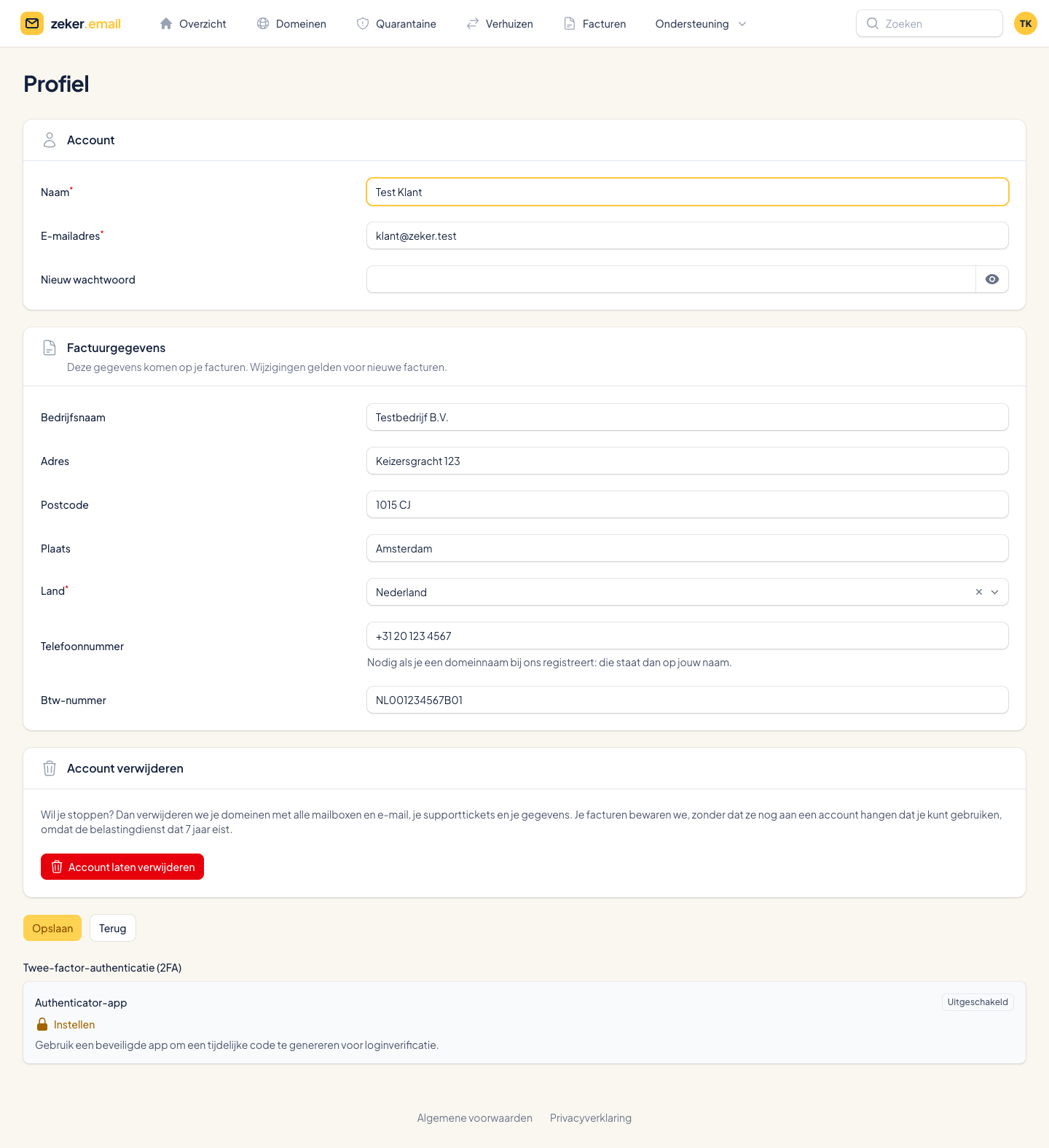 Het profiel met het blok Account verwijderen